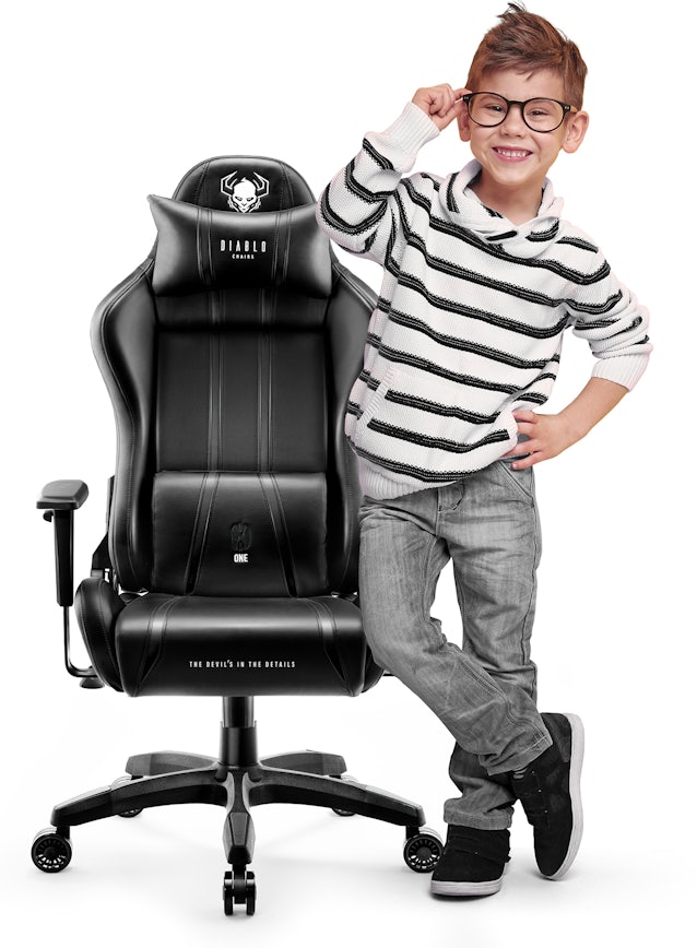 Kinder Schreibtischstuhl Gaming Stuhl Diablo X-One 2.0 Kids Size: Schwarz-Schwarz