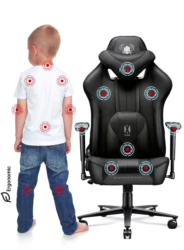 Dětská látková herní židle Diablo X-Player 2.0 Kids Size: černá Diablochairs