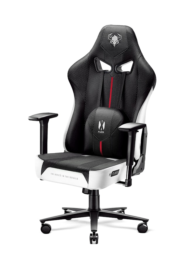 Ігрове комп'ютерне крісло з тканини Diablo X-Player 2.0 Normal Size: біло-чорне