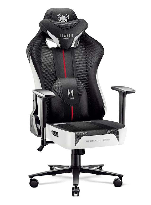 Ігрове комп'ютерне крісло з тканини Diablo X-Player 2.0 King Size: біло-чорне
