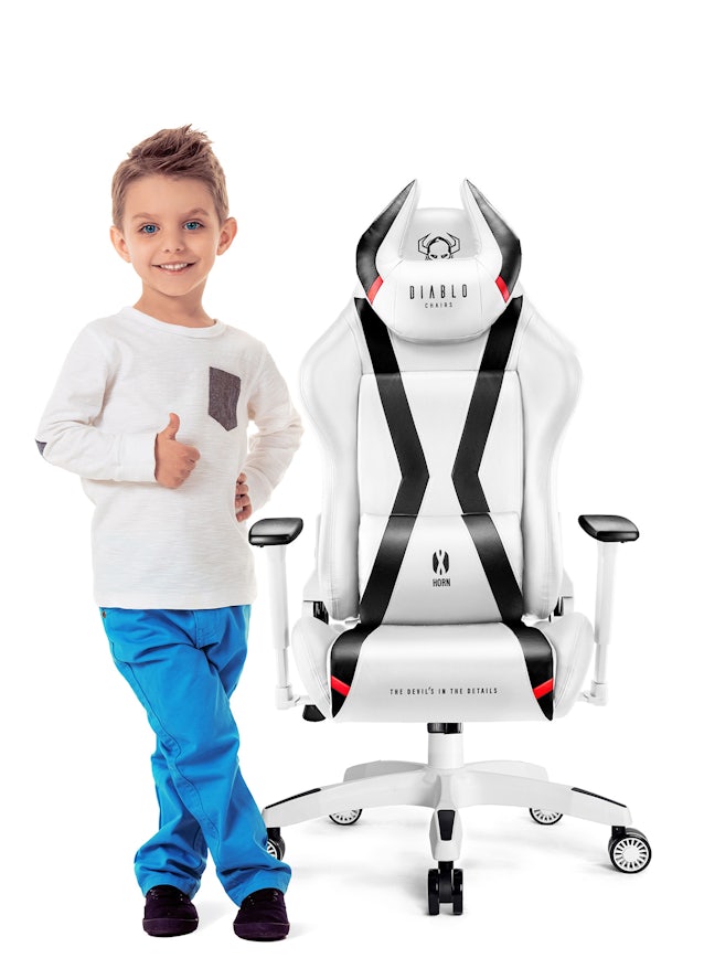 Fotel do biurka dla dziecka Diablo X-Horn 2.0 Kids Size biało-czarny