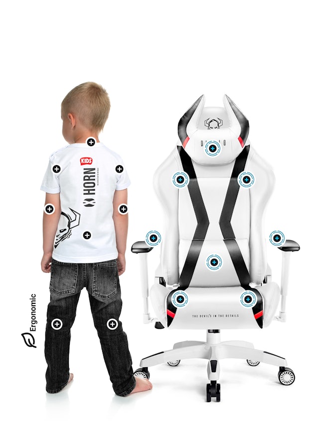 Diablo X-Horn 2.0 forgatható gamer szék gyerekeknek Kids Size: Fehér-fekete Diablochairs