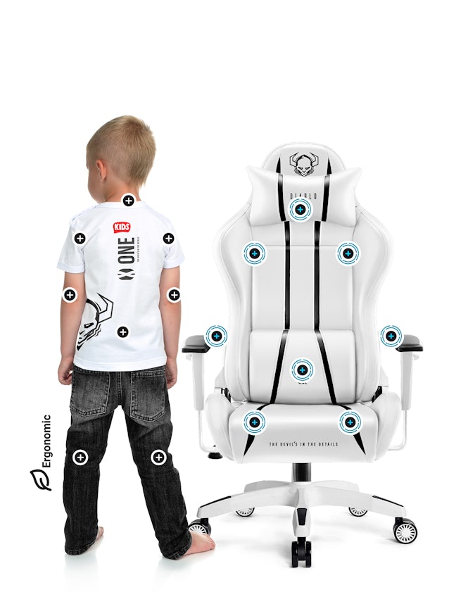 Fotel gamingowy dla dziecka Diablo X-One 2.0 biało-czarny Kids Size