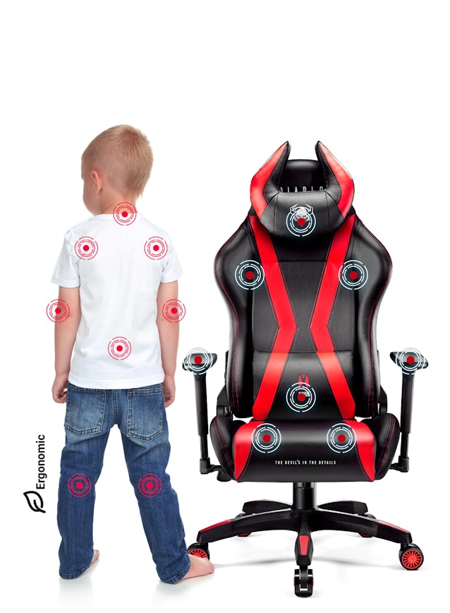 Fotel do biurka dla dziecka Diablo X-Horn 2.0 Kids Size czarno-czerwony