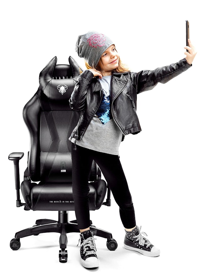 Kinder Schreibtischstuhl Gaming Stuhl Diablo X-Horn 2.0 Kids Size: Schwarz