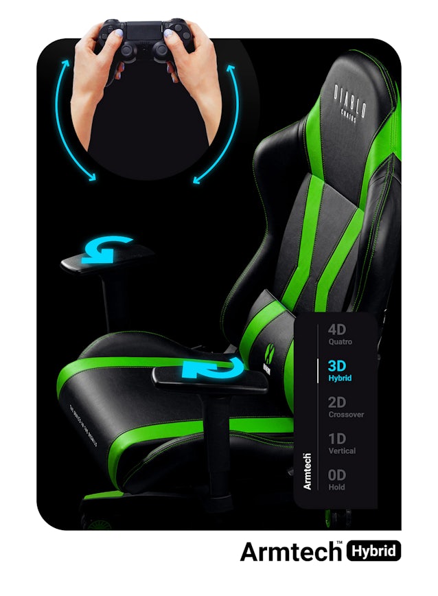 Ігрове комп'ютерне крісло Diablo X-Horn 2.0 Normal Size: чорно-зелене