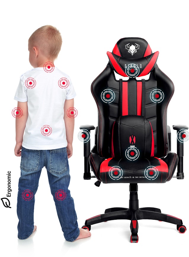 Chaise pivotante pour Enfants Diablo X-Ray Taille KIDS: Noire-Rouge