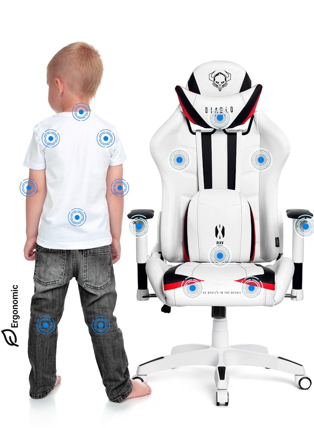 Diablo X-Ray forgatható gamer szék gyerekeknek Kids Size: Fehér-fekete Diablochairs
