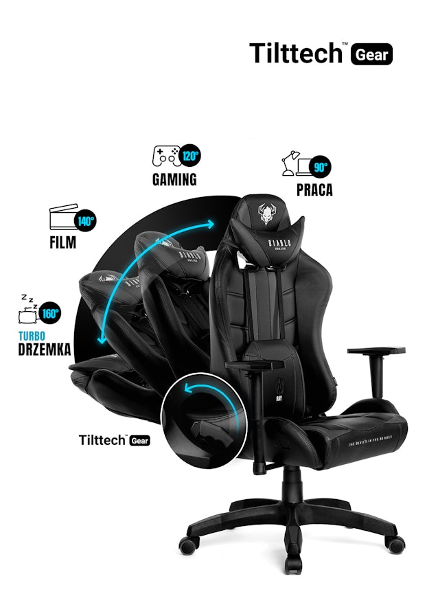 Chaise de gaming Diablo X-Ray Taille Normale: Noire-Grise