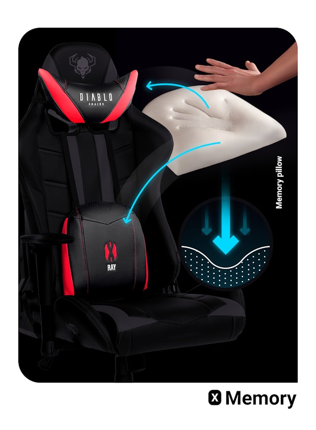 Ігрове комп'ютерне крісло Diablo X-Ray King Size: чорно-червоне