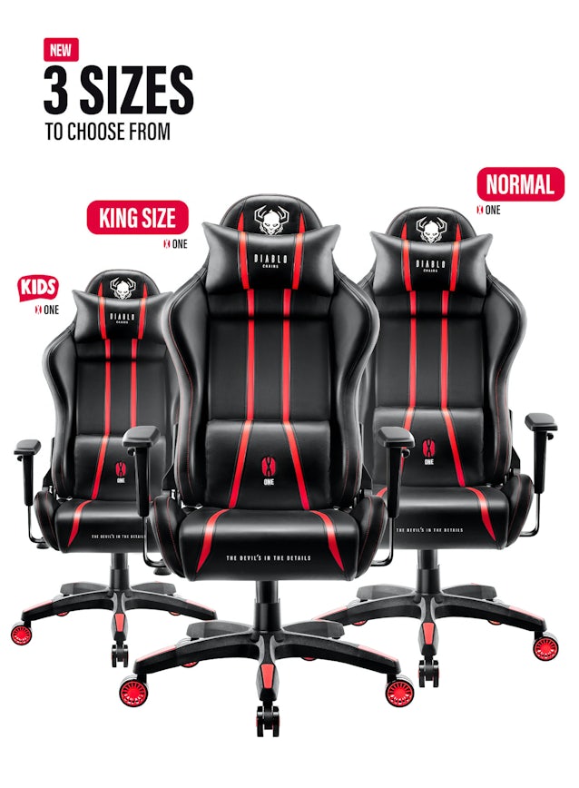 Fotel gamingowy Diablo X-One 2.0 King Size: Czarno-czerwony
