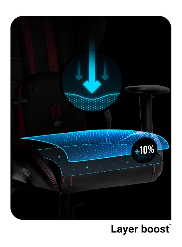 Chaise de gaming Diablo X-Ray Taille KING: Noire-Rouge