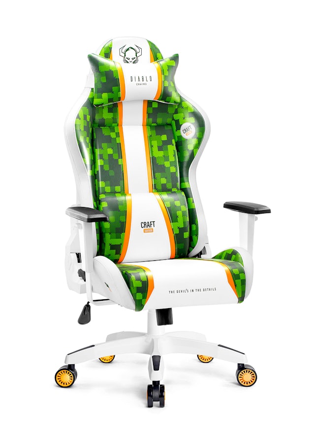 Fotel gamingowy Diablo X-One 2.0 Craft Normal Size biało-zielony