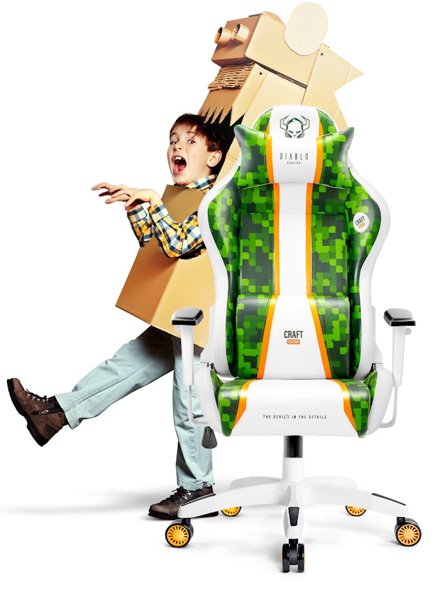 Дитяче ігрове комп'ютерне крісло Diablo X-One 2.0 Kids Size: біло-зелене