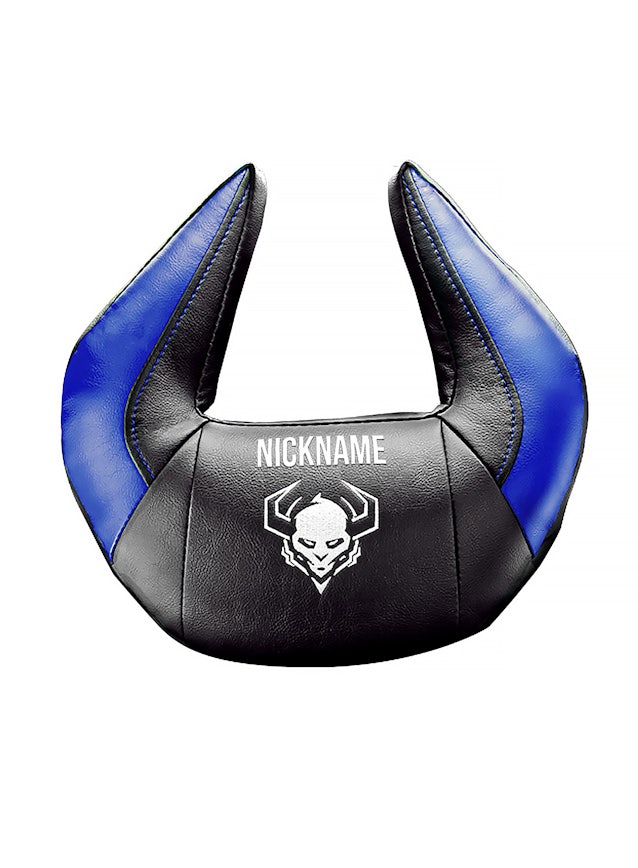 Подушка для підголівника Diablo Chairs X-Horn з персоналізованою вишивкою чорно-синього кольору