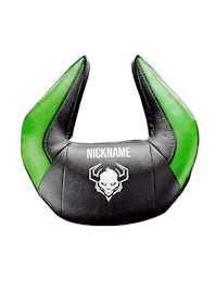 Poduszka zagłówek Diablo Chairs X-Horn ze spersonalizowanym haftem czarno-zielona 