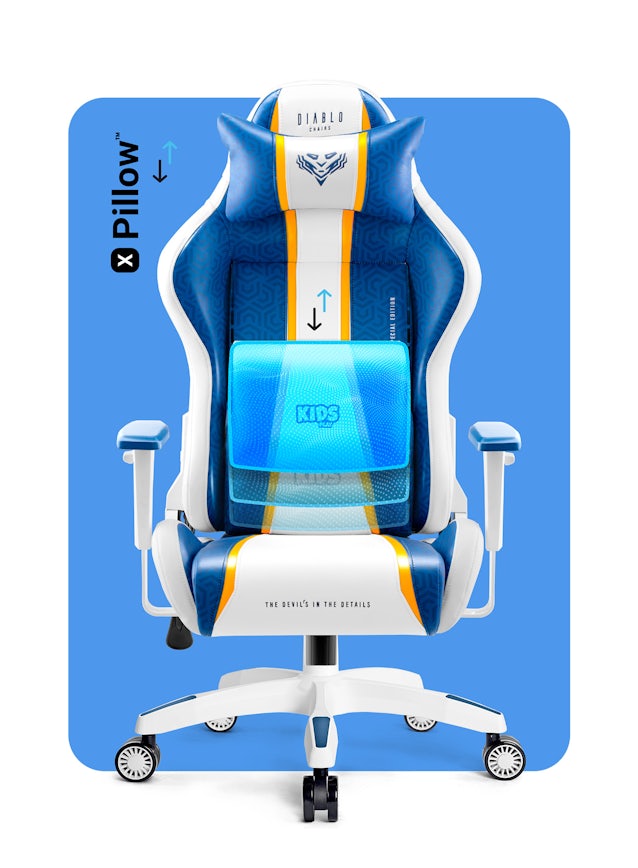 Fotel gamingowy dla dziecka Diablo X-One 2.0 Aqua Blue Kids Size