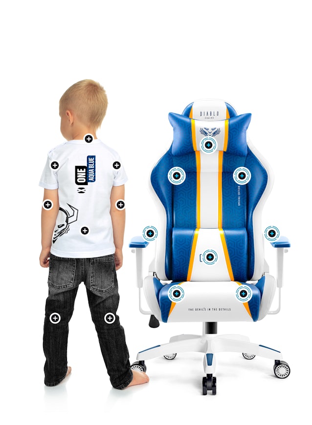 Dětská otočná herní židle Diablo X-One 2.0 Kids Size: Aqua blue / Modrá Diablochairs
