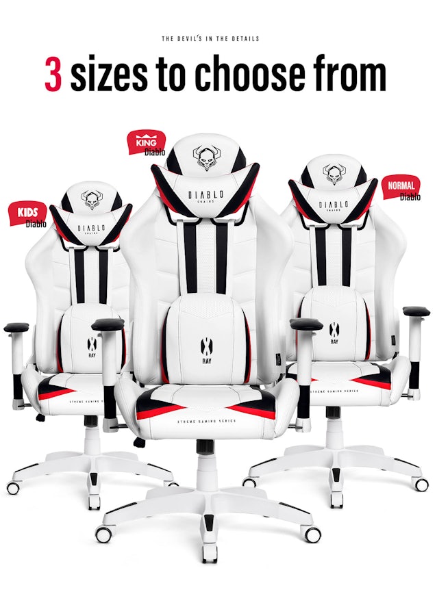 Krzesło obrotowe dla dziecka Diablo X-Ray biało-czarne Kids Size
