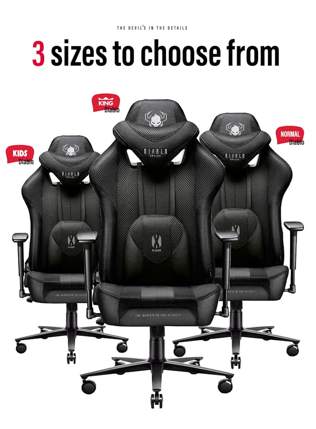 Ігрове комп'ютерне крісло з тканини Diablo X-Player 2.0 King Size: чорне