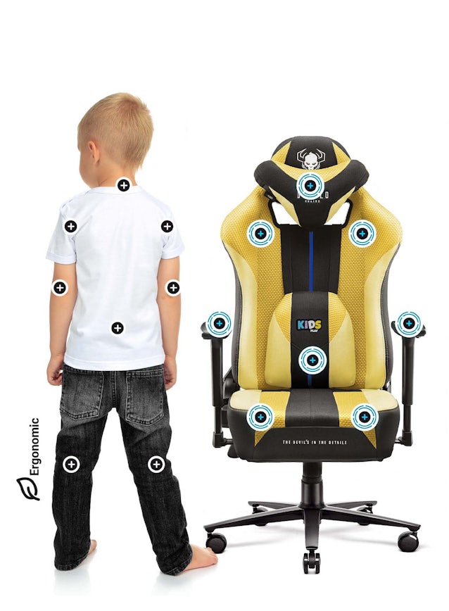 Diablo X-Player 2.0 szövet gamer szék gyerekeknek Kids Size: dark sunflower / sárga Diablochairs