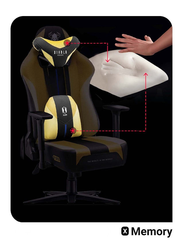 Ігрове комп'ютерне крісло з тканини Diablo X-Player 2.0 Normal Size: Dark Sunflower