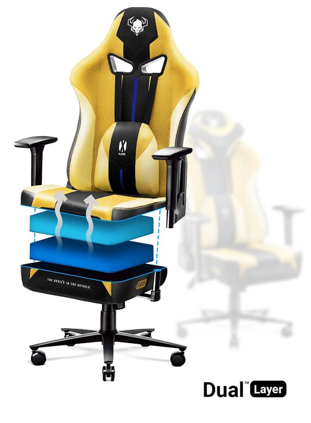 Ігрове комп'ютерне крісло з тканини Diablo X-Player 2.0 King Size: Dark Sunflower