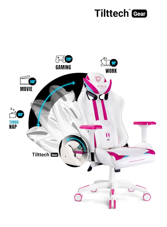 Diablo X-Ray gamer szék Normal Size: Fehér-rózsaszín Diablochairs