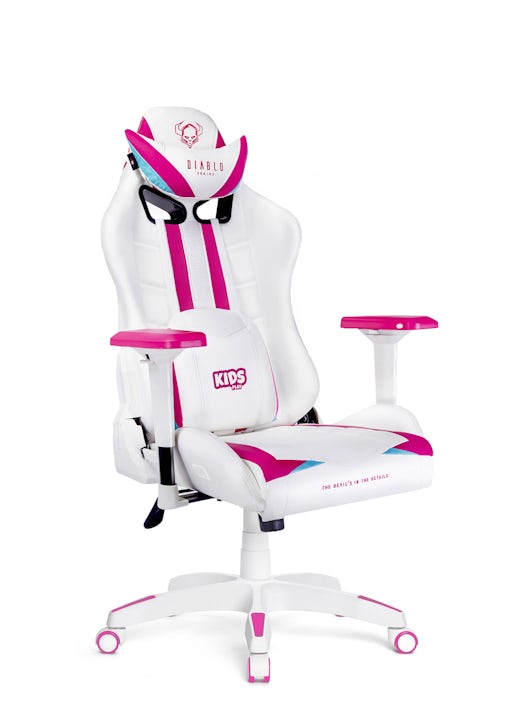 Krzesło obrotowe dla dziecka Diablo X-Ray biało-różowe Kids Size