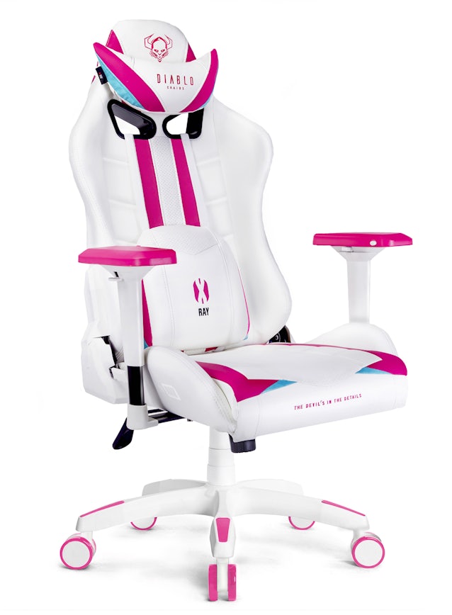 Diablo X-Ray gamer szék King Size: Fehér-rózsaszín Diablochairs