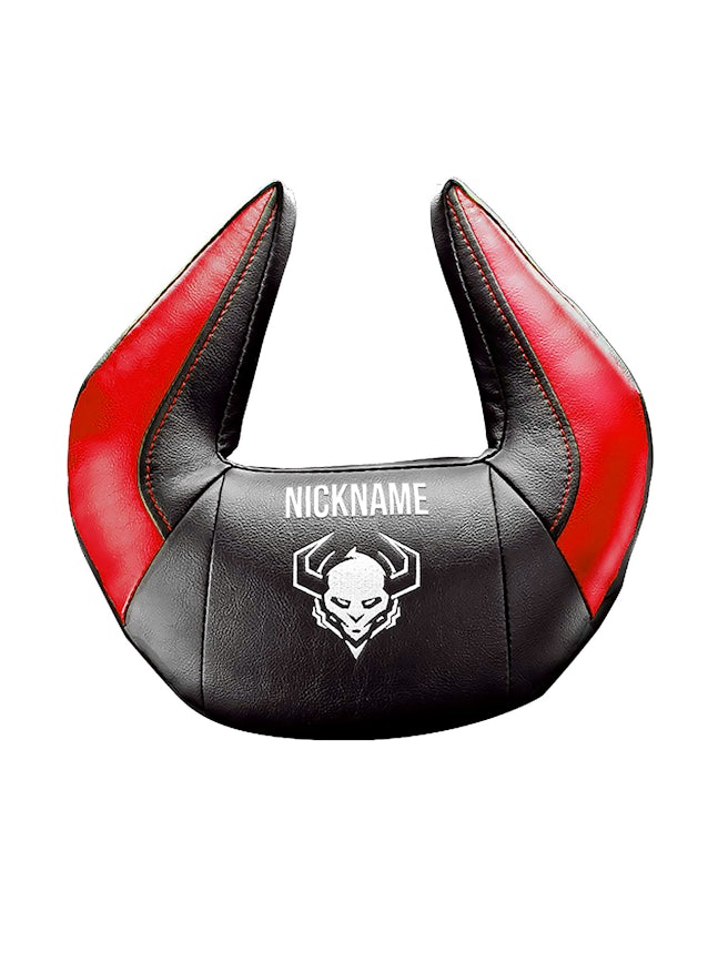Подушка для підголівника Diablo Chairs X-Horn з персоналізованою вишивкою чорно-червоного кольору