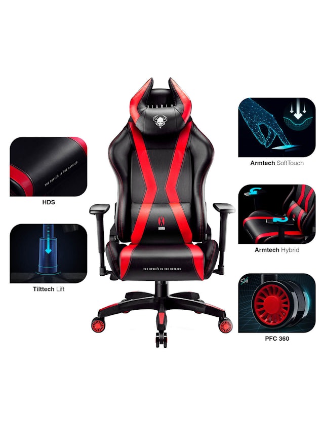 Ігрове комп'ютерне крісло Diablo X-Horn 2.0 Normal Size: чорно-червоне