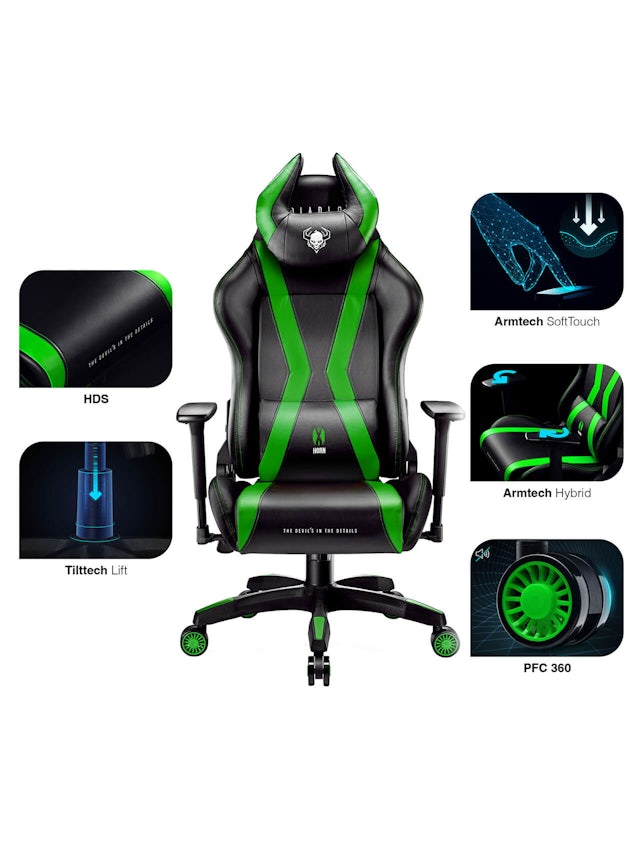 Diablo X-Horn 2.0 gamer szék Normal Size: Fekete-zöld Diablochairs