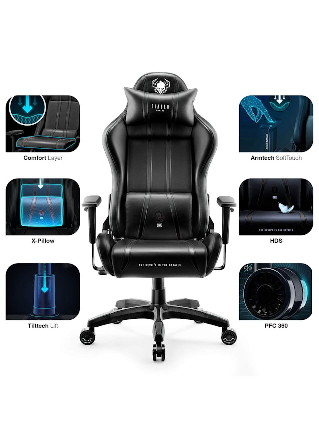 Ігрове комп'ютерне крісло Diablo X-One 2.0 King Size: чорне
